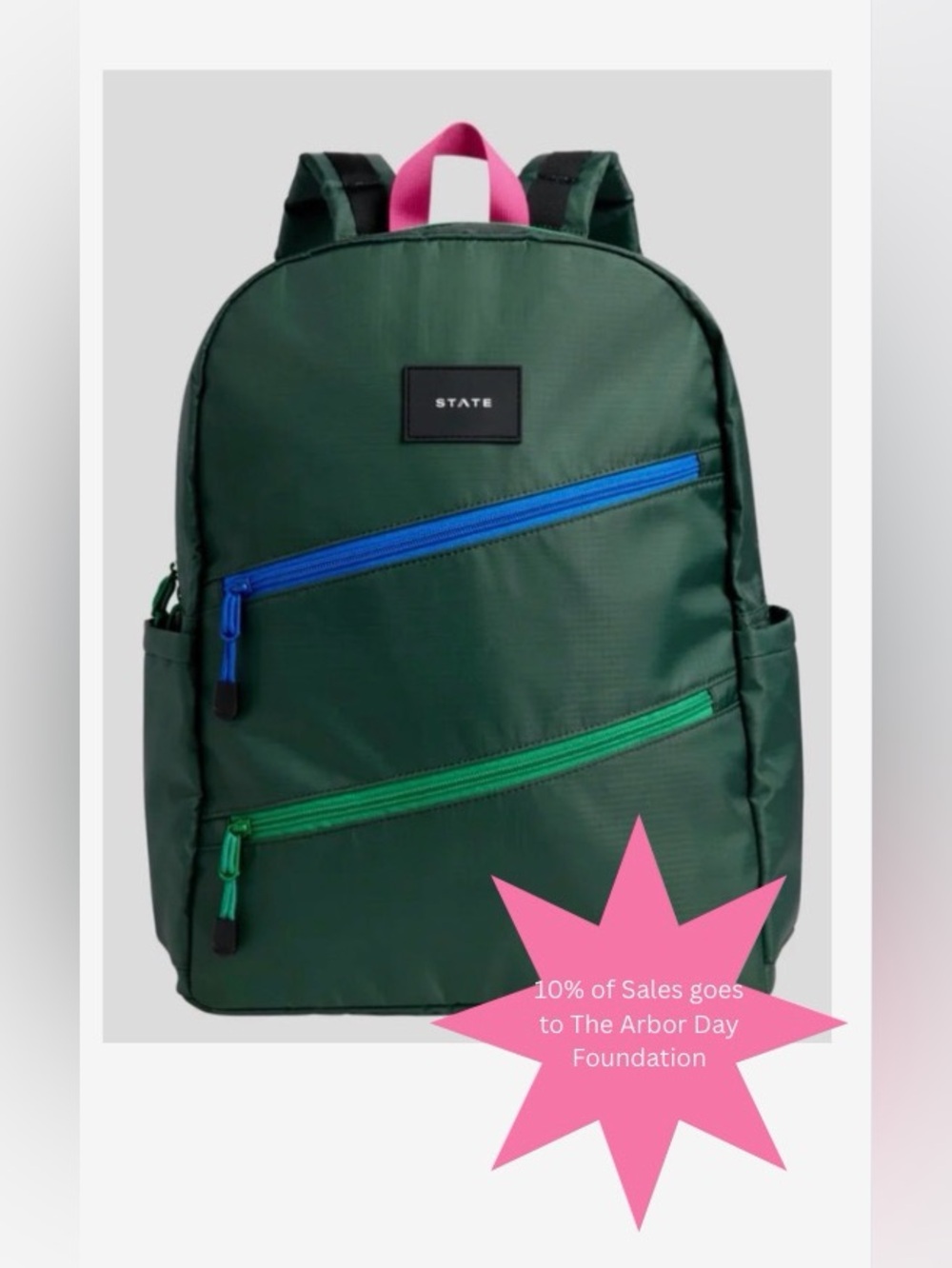 STATE Kane Kids Backpack Double Pocket in Ripstop Diagonal Zipper 7+